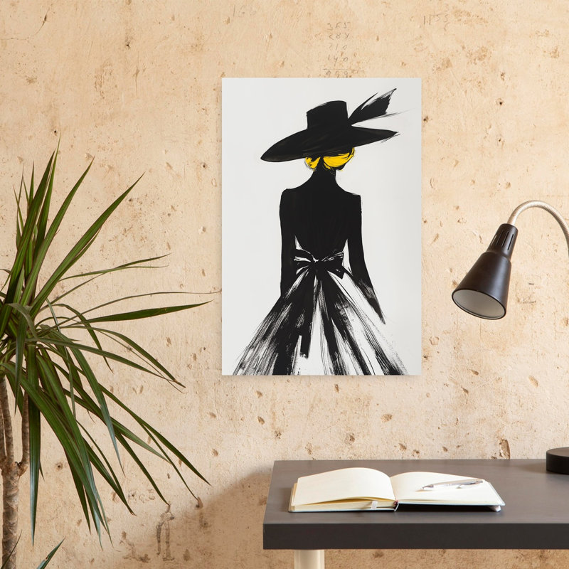 Silhouette élégante de femme élégante, art mural classique élégant, H 24 po x l 16 po