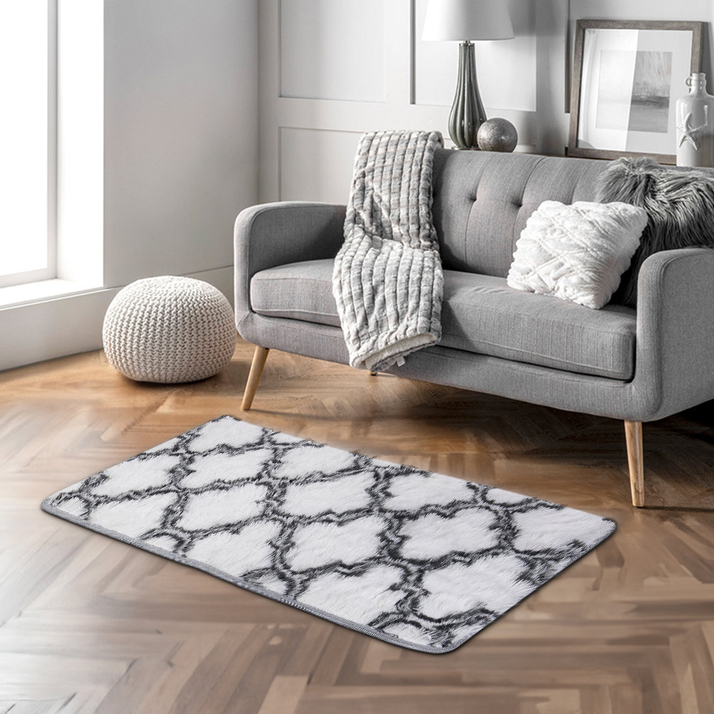 Damask Faux Sheepskin Area Rug