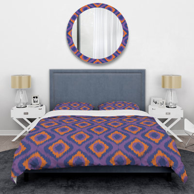 Purple Ikat Ogee - Patterned Duvet Cover Set