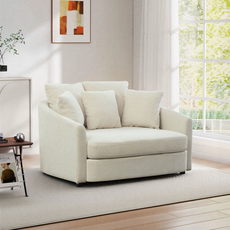 Fauteuil d'appoint en chenille surdimensionné, Beige