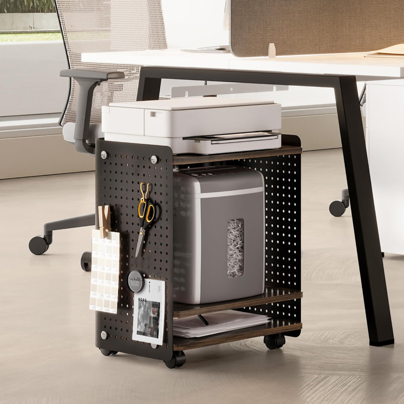 53.5cm H x 44.3cm W Printer Stand, Black/Brown
