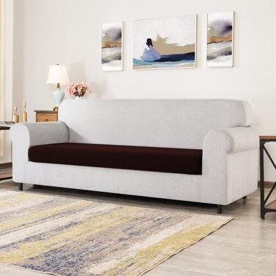 Stretch Textured Grid Box Cushion Sofa Slipcover