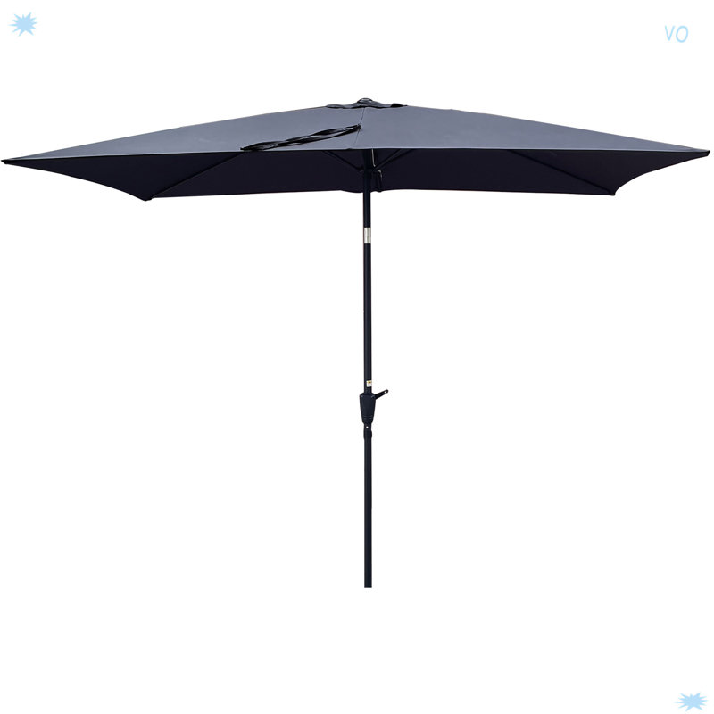 Parasol d'extérieur imperméable 6 x 9 pi avec manivelle et bouton poussoir inclinable, Anthracite