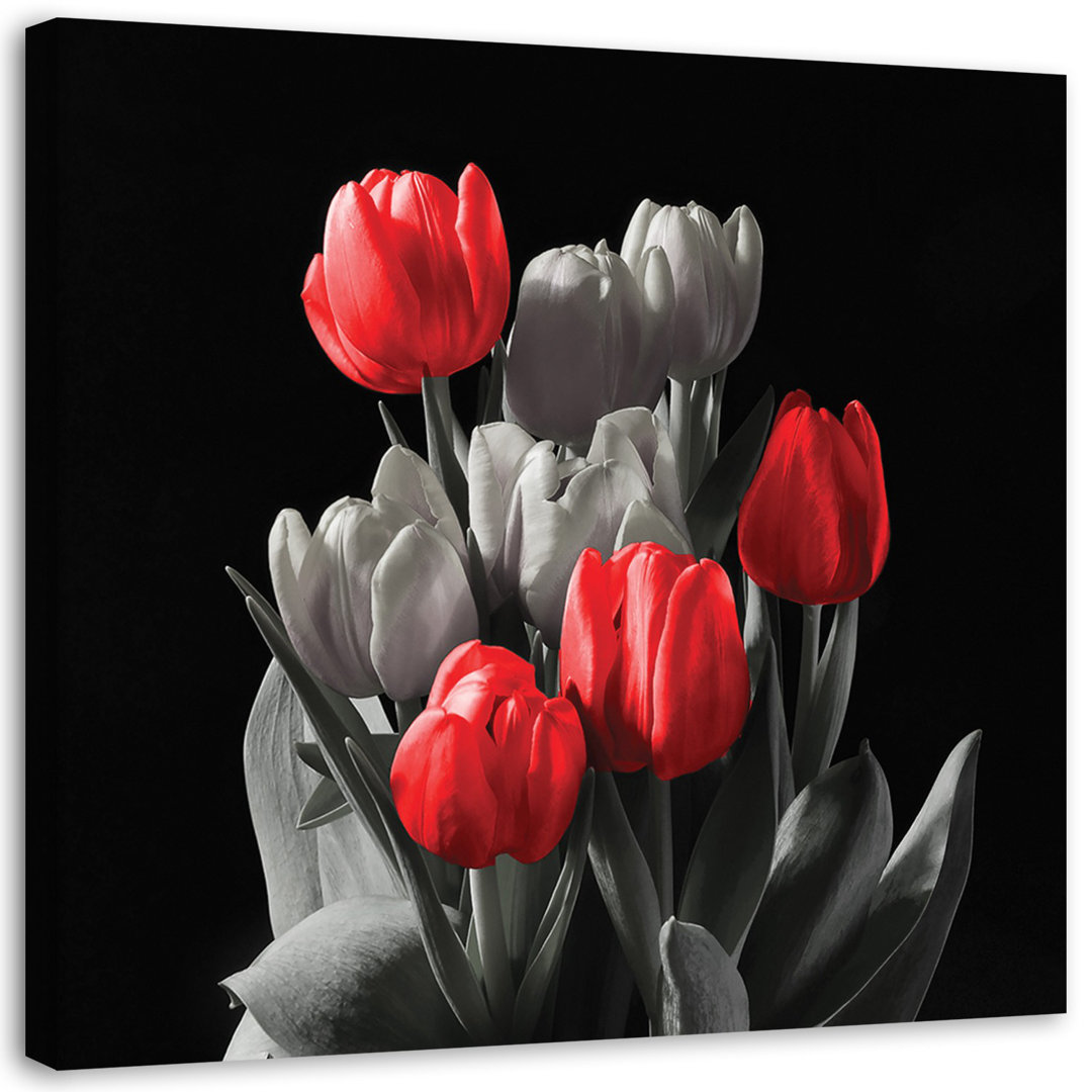 Leinwandbild Blumenstrauß aus roten Tulpen