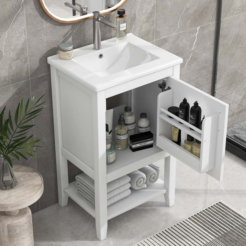 20'' Single Bathroom Vanity with Sink, White