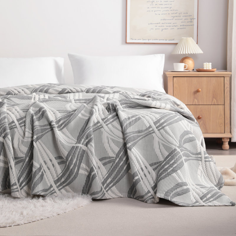  Couverture en mousseline de coton naturel, l 68 po x L 92 po
