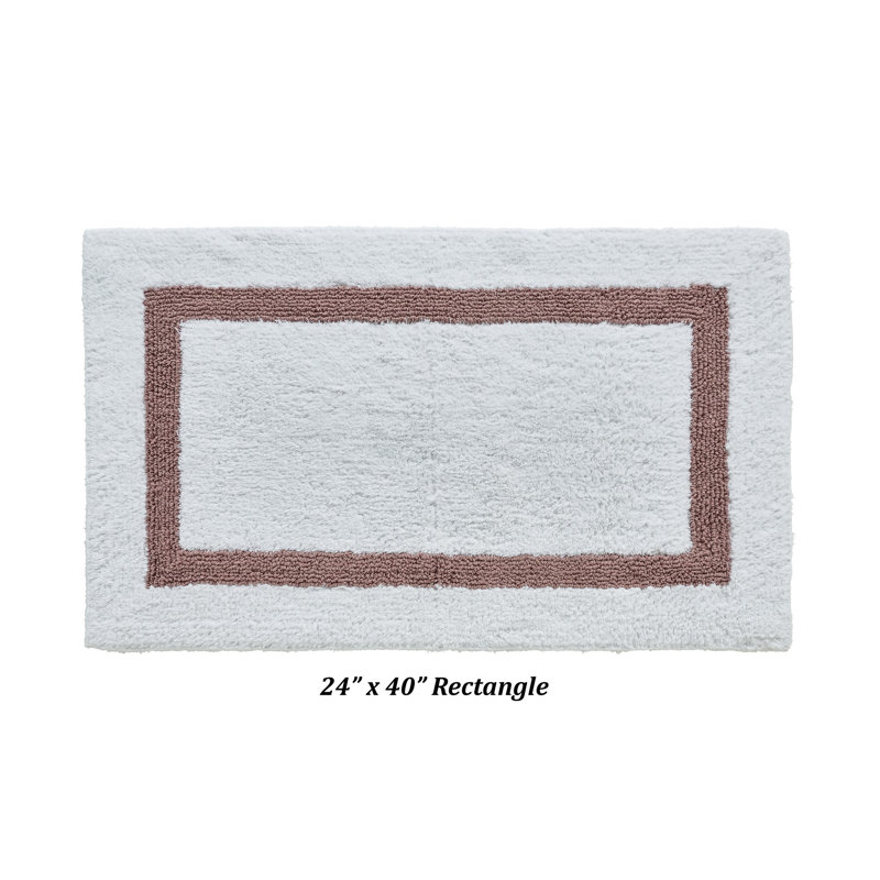 Widman 100% Cotton Tufted Reversible Bath Rug, Soft & Super Absorbent, Machine Washable Bathroom Rug for Shower, Tub & Sink Areas, 24" x 40" Rectangle, White/Pink