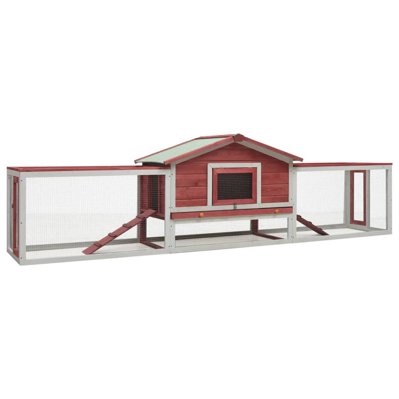 Anika Weather Resistant Rabbit Hutch, Red/White