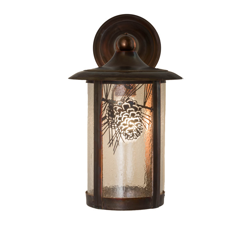 1 - Light Outdoor Wall Lantern, Clear Seedy, Vintage Copper