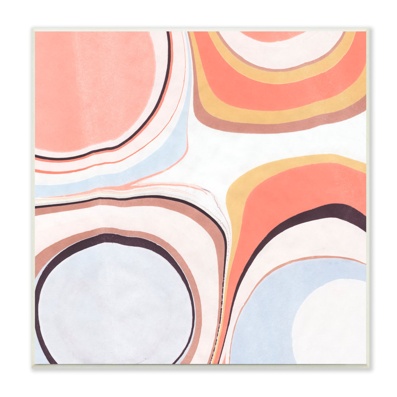 Groovy, orange, rose, peinture abstraite, formes fluides par - impression, Plaque murale, H 12 po x l 12 po x P 0,5 po