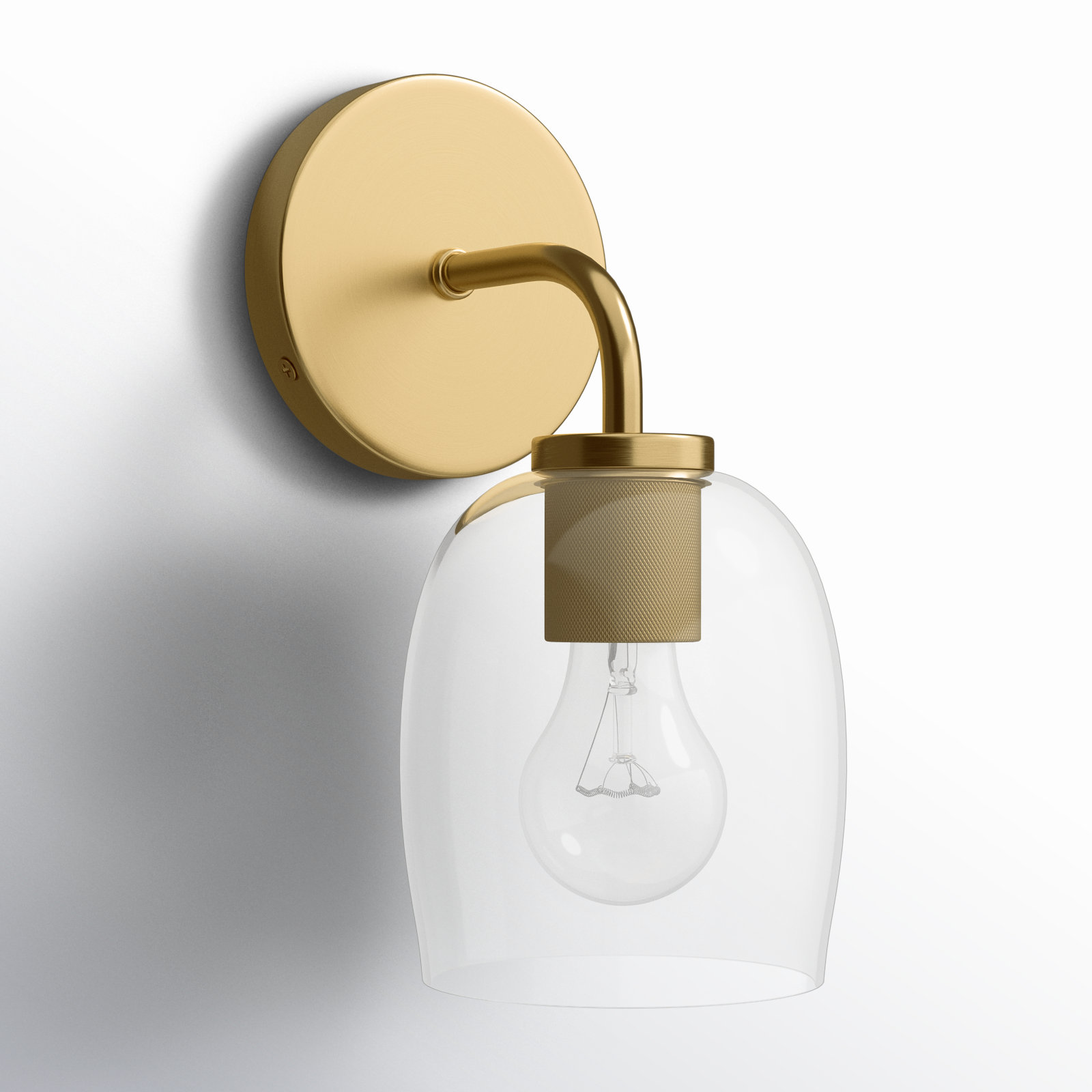 Avelin Single Transparent Dimmable Bath Sconce, Gold