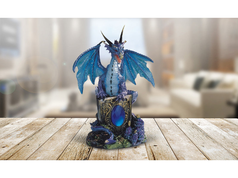 Figurine dragon bleu 6 "avec gemme bleue