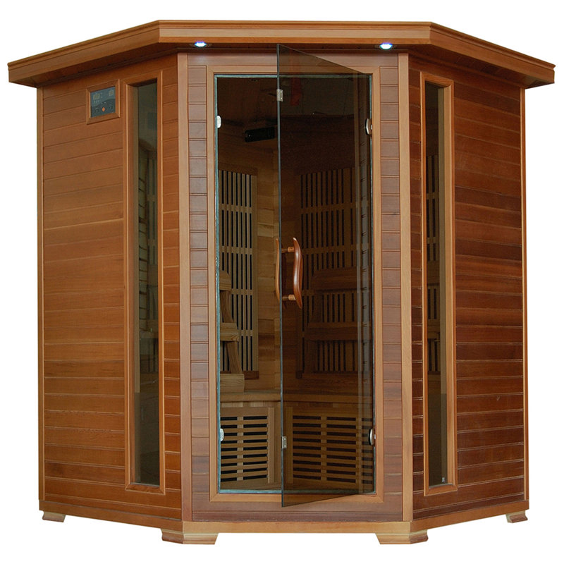 Heatwave 4-Person Cedar Corner Infrared Sauna with 10 Carbon Heaters