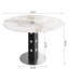 Table de salle à manger ronde de 43 po, bois massif noir et pierre frittée, conception Mid-Century moderne, base à piédestal, table à faible entretien imperméable avec plateau en pierre texturée en marbre, style rétro, chaleur
