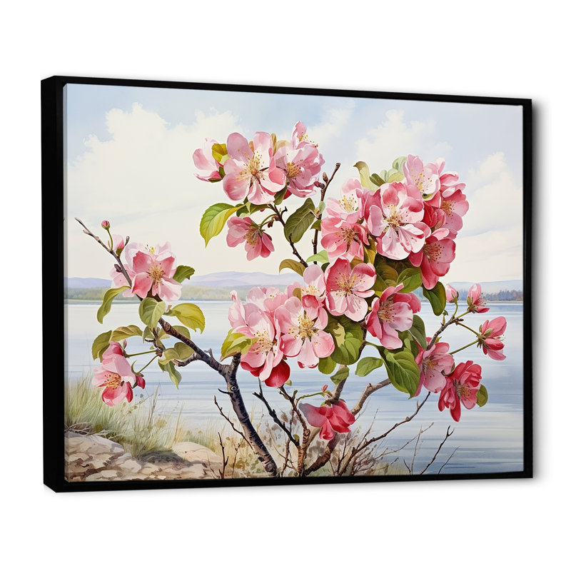 Hiltonia - Apple Blossom, reproduction d'art sur toile_106413, Toile avec cadre flottant noir, H 24 po x l 32 po x P 1 po