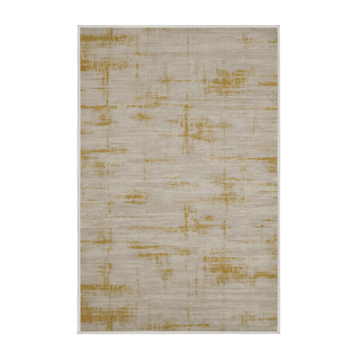 Machine Washable Abstract Beige Area Rug