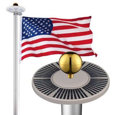  Bravery Sectional Flag Pole Kit w/ Solar Light Heavy Duty 13 Gauge