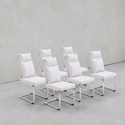 Ensemble de chaises de salle à manger Crumley en similicuir moderne avec dossier à coussin souple et pieds galvanisés