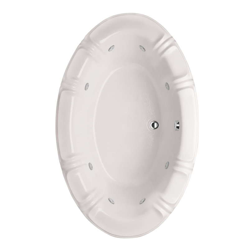 Designer Alyssa 66" x 42" Drop in Combination Bathtub, White, Polished Nickel