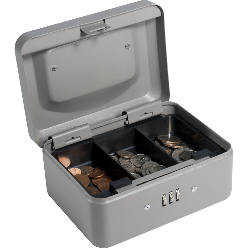 6" CASHBOX W COMBINATION LOCK GREY