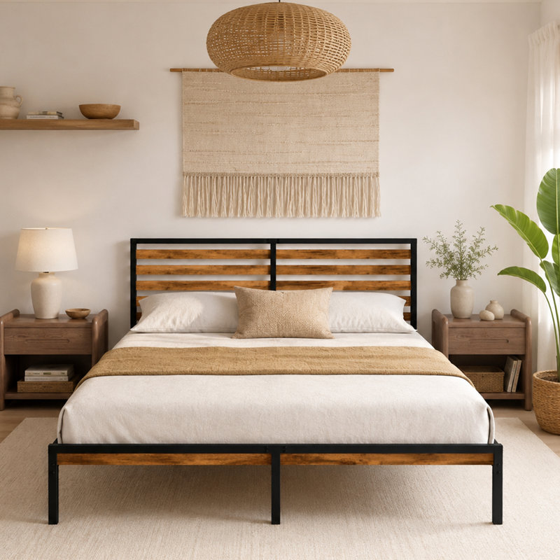Structure de lit plateforme double avec rangement sous le lit