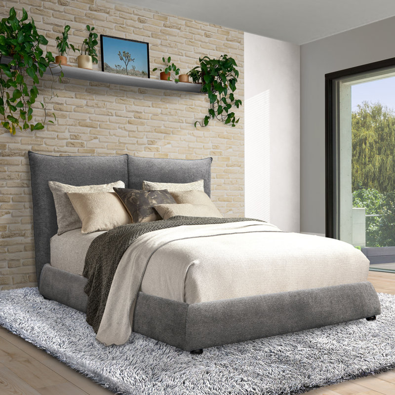 Katalina Culloden Upholstered Panel Bed, King, Ivory