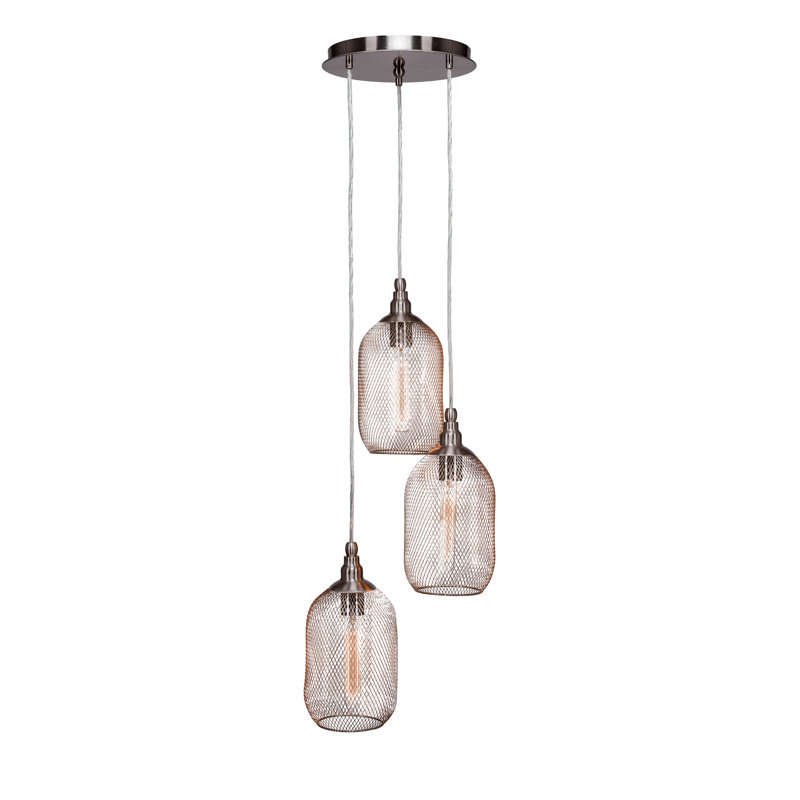 Luminaire suspendu 3 lumières Adkins Plexus, Nickel brossé