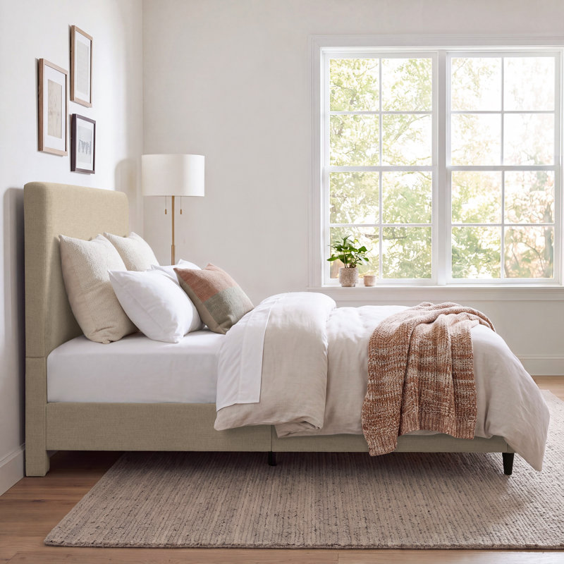 Lit tapissier Ana, King, Beige