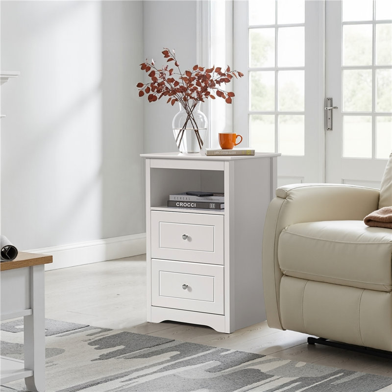 Table de chevet avec tiroir Modern, Blanc