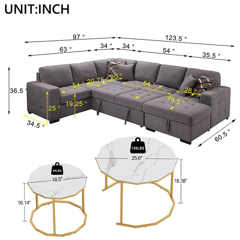 Upholstered U-Shaped Sectional Left Hand Facing
