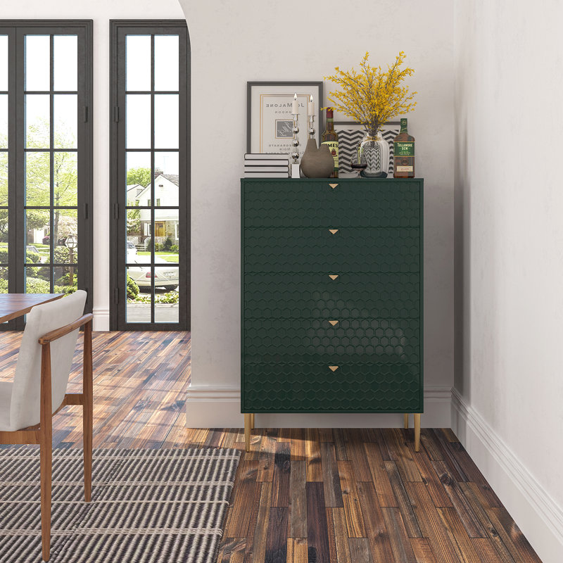 Commode à 5 tiroirs l 31,5 po Lucricia, Vert