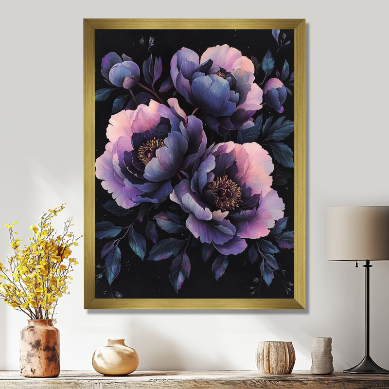 Emodi - décoration murale florale, H 20 po x l 12 po, Reproduction encadrée d'une seule photo, Doré