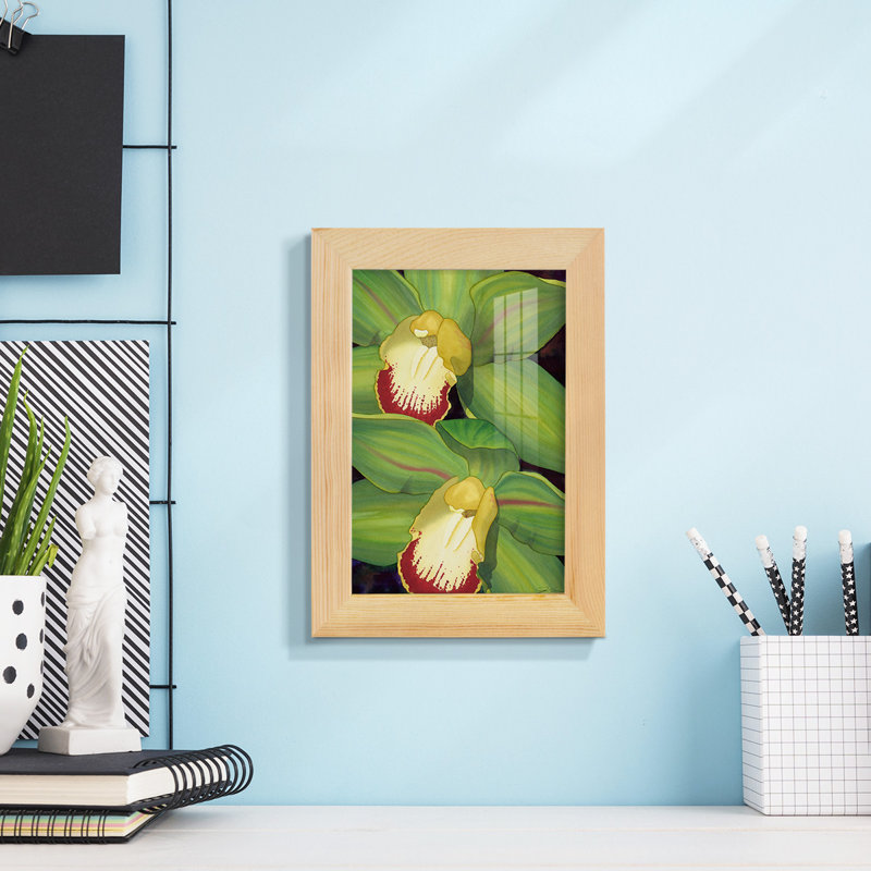 " Lime Orchid I ", 6" H x 4" W x 1" D, Natural
