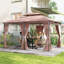 Pavillon de jardin couvert, combinant 10 x 13 pi, kaki et acier kaki avec tissu en polyester