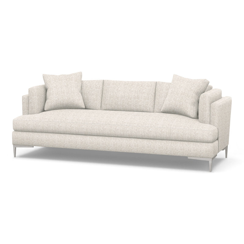 Aiden Upholstered 90.5'' Sofa, Polished Stainless, Perigold Soft Touch Chalk