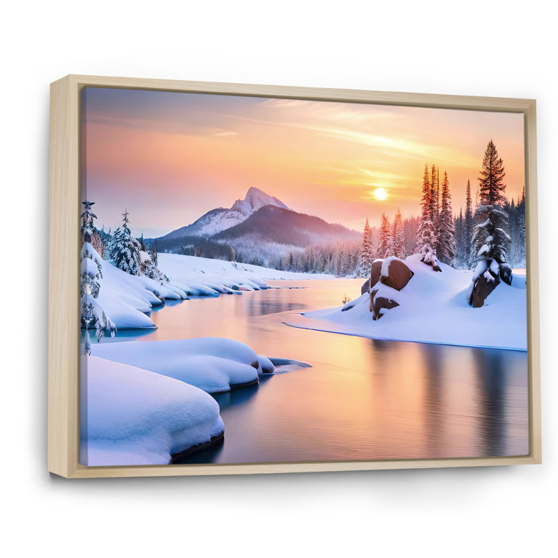 Hiver, beauté de l'Alaska IV, H 34 po x l 44 po x P 1,5 po, Cadre naturel flottant