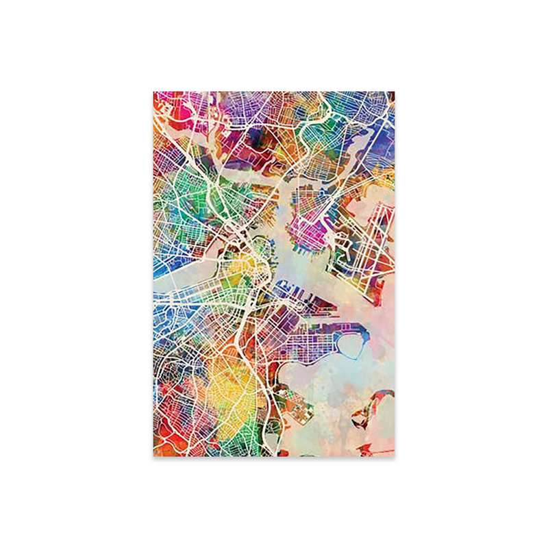 Boston Massachusetts Street Map I, impression sur verre acrylique, H 24 po x l 16 po x P 0,25 po