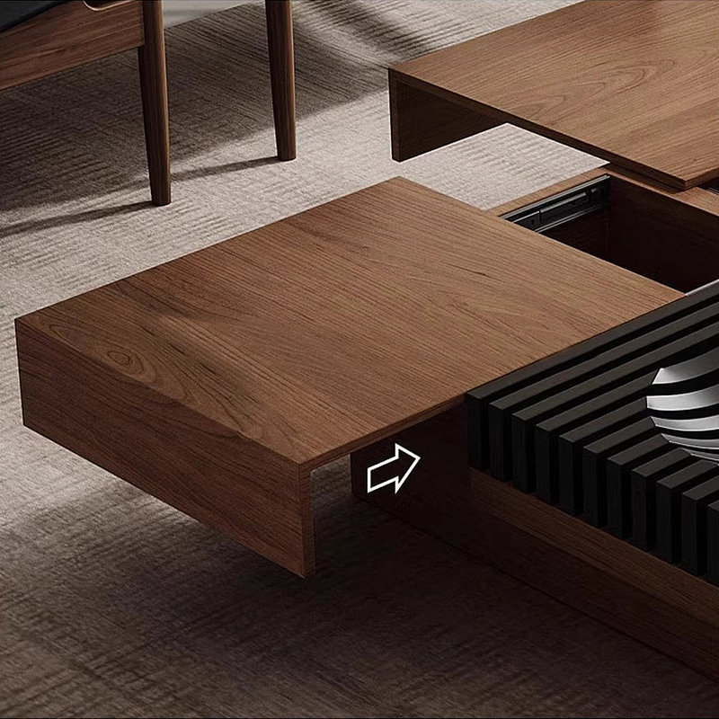 Table basse minimaliste et rétro avec rangement, H 11,81 po x L 47,24 po x l 47,24 po