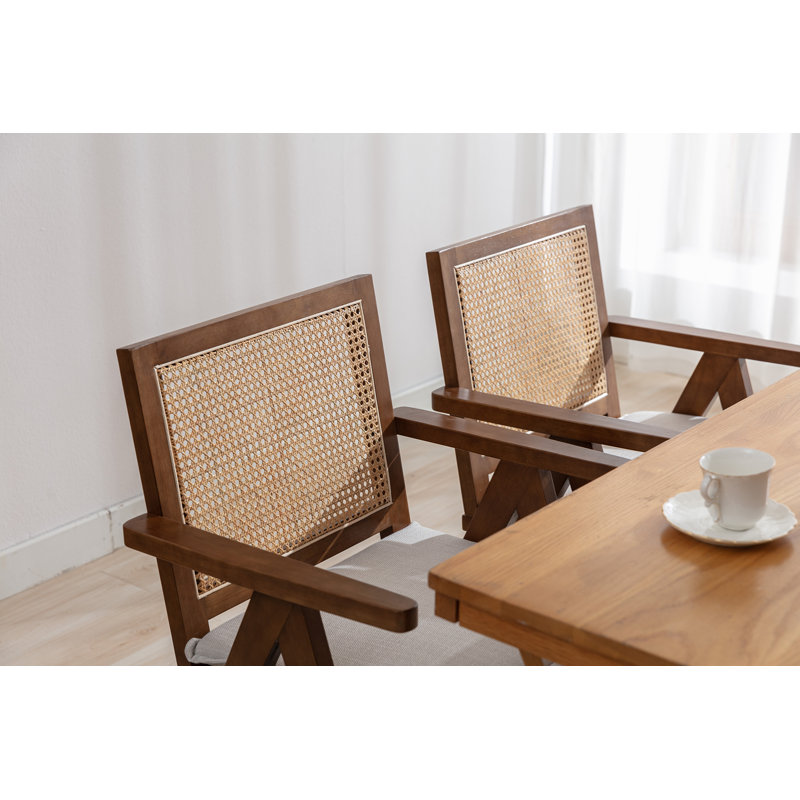Fauteuil Umina, Beige, Noyer