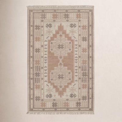 Damaris Orange Brown Hand-Woven Oriental Wool Rug