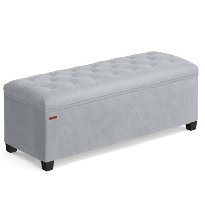 Velvet Storage Ottoman Bench Foot Rest with Legs by Everly Quinn