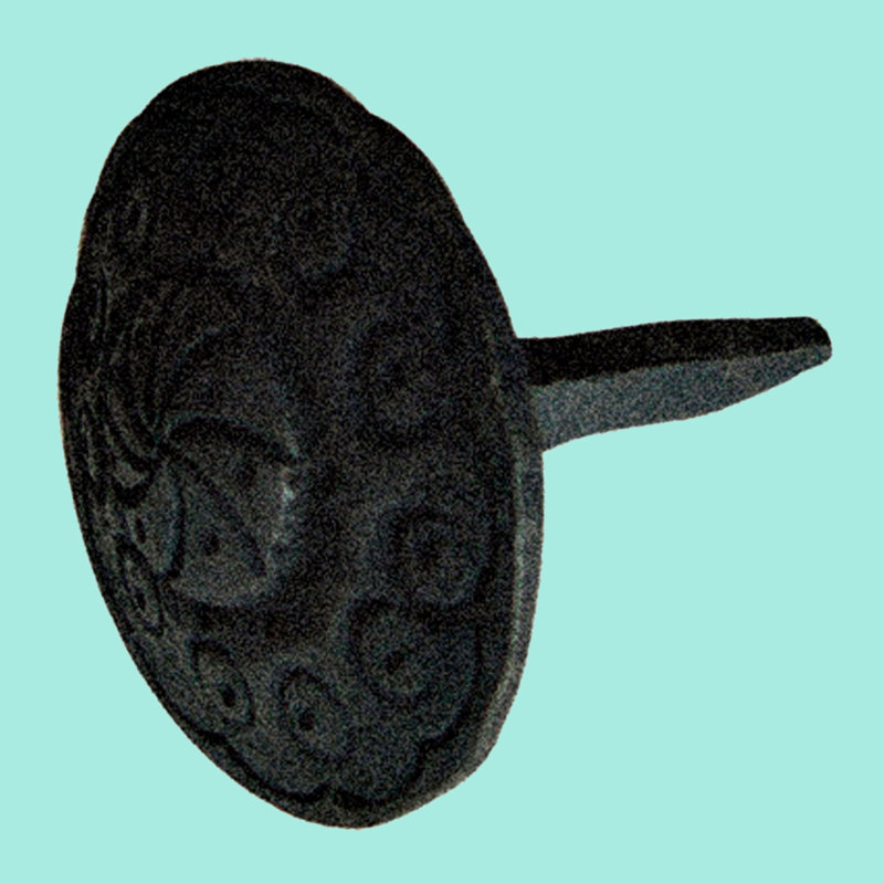 Black Wrought Iron Floral Decorative Clavos Nails 3 x 2 Inch