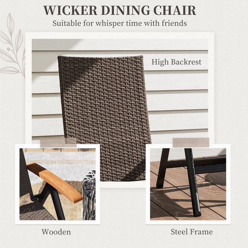 Folding Patio Dining Armchair, Brown