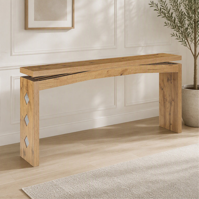 Console en bois, table d'appoint à dossier en bois de 62 po de longueur x 31 po de hauteur, bureau d'entrée pour le couloir et l'entrée