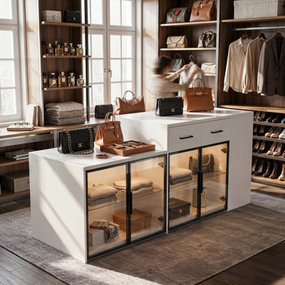 3-Sided Glass Dresser With Warm LED Lighting