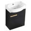 Meuble-lavabo de salle de bain - 40 cm (16 pouces) compact pour petites salles de bain, couleur châtaigne noire, avec poignée en métal, fixation murale.