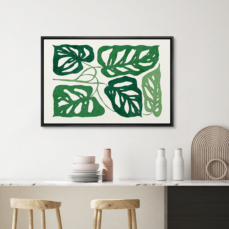 Abstrait vert tropical, feuille de jungle tropicale, botanique, floral, milieu du siècle, style boho moderne, salon, Noir