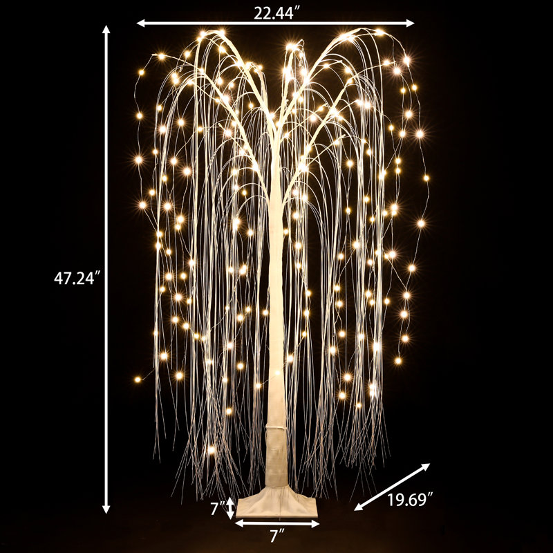 Artificial Lighted LED 47.24'' H White Willow Tree Decoration