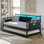 Lit de jour avec couchette escamotable Merrylee, lit de jour simple en métal avec station de charge et lumières DEL, lit d'invité avec rangement pour adultes (matelas non inclus)
