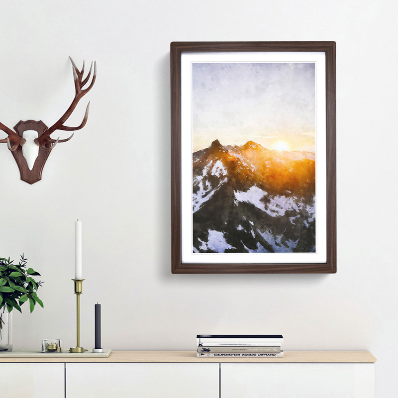 Sun over the Mountains - Framed Print, 33cm H x 24cm W x 2cm D, Walnut Framed